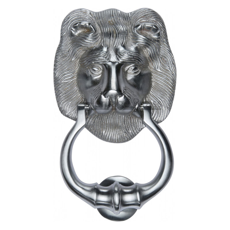 Heritage Brass Lion Knocker Satin Chrome finish - K1210-SC - Choice Handles