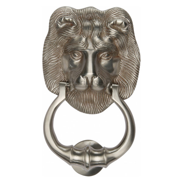 Heritage Brass Lion Knocker Satin Nickel finish - K1210-SN - Choice Handles