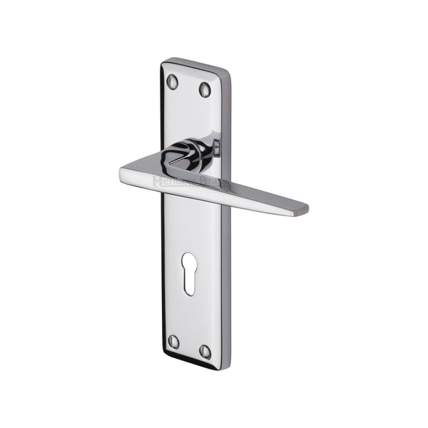 Heritage Brass Door Handle Lever Lock Kendal Design Polished Chrome finish - KEN6800-PC - Choice Handles