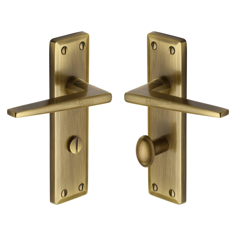 Heritage Brass Door Handle for Bathroom Kendal Design Antique finish - KEN6830-AT - Choice Handles