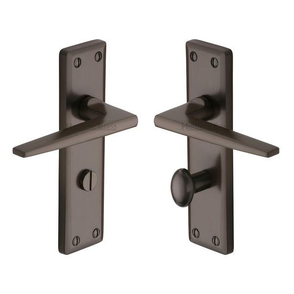 Heritage Brass Door Handle for Bathroom Kendal Design Matt Bronze finish - KEN6830-MB - Choice Handles