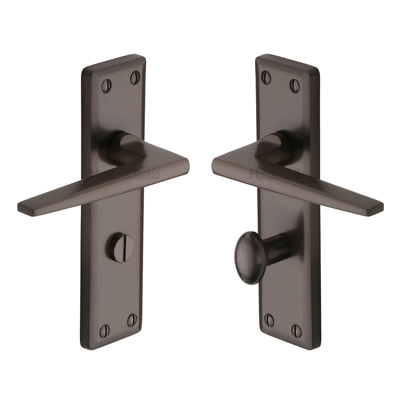 Heritage Brass Door Handle for Bathroom Kendal Design Matt Bronze finish - KEN6830-MB - Choice Handles