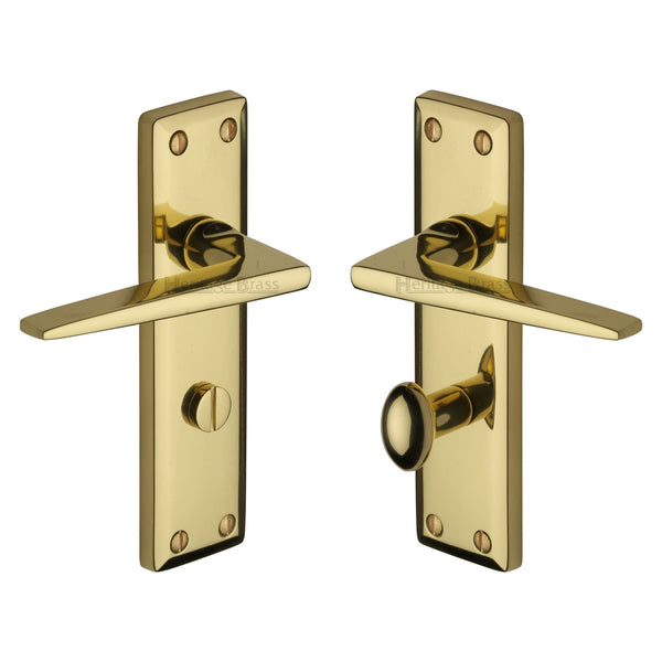 Heritage Brass Door Handle for Bathroom Kendal Design Polished Brass finish - KEN6830-PB - Choice Handles