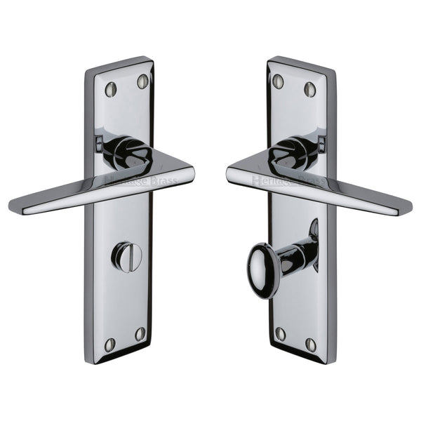 Heritage Brass Door Handle for Bathroom Kendal Design Polished Chrome finish - KEN6830-PC - Choice Handles