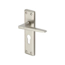 Heritage Brass Door Handle for Euro Profile Plate Kendal Design Satin Nickel finish - KEN6848-SN - Choice Handles