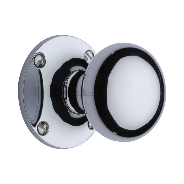 Heritage Brass Mortice Knob on Rose Kensington Design Polished Chrome finish - KEN980-PC - Choice Handles