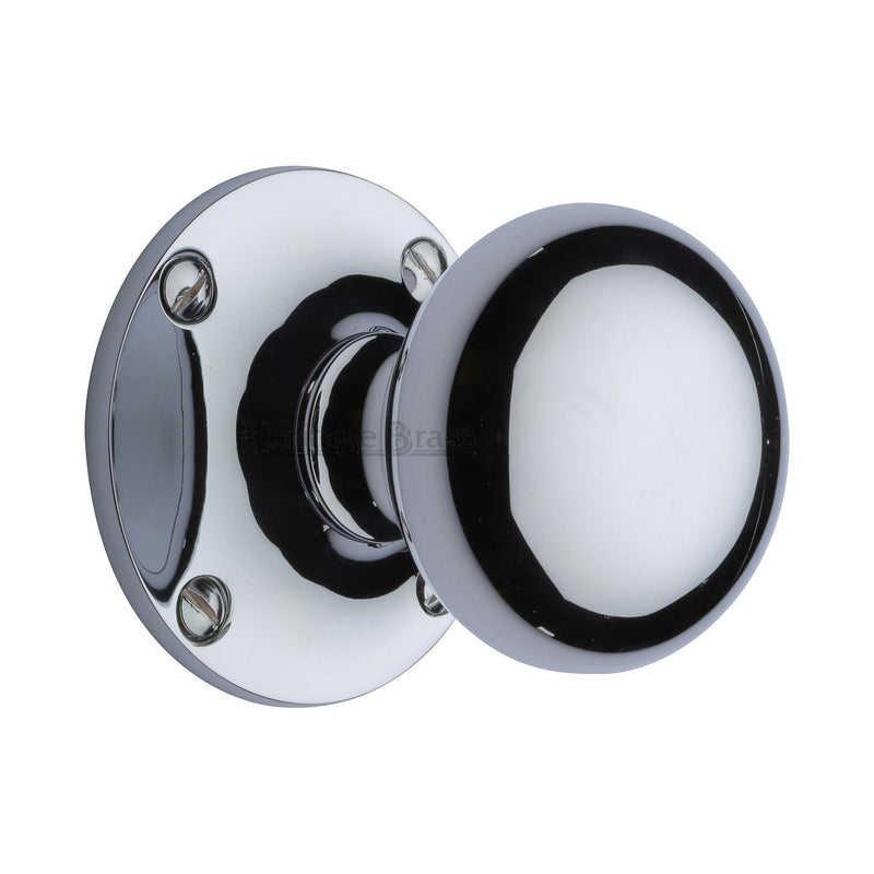 Heritage Brass Mortice Knob on Rose Kensington Design Polished Chrome finish - KEN980-PC - Choice Handles