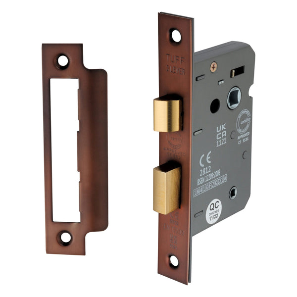 Spira Brass - 3" CE 3 Lever Bathroom Lock FD60 - Aged Bronze - LAL1423ABZ - Choice Handles