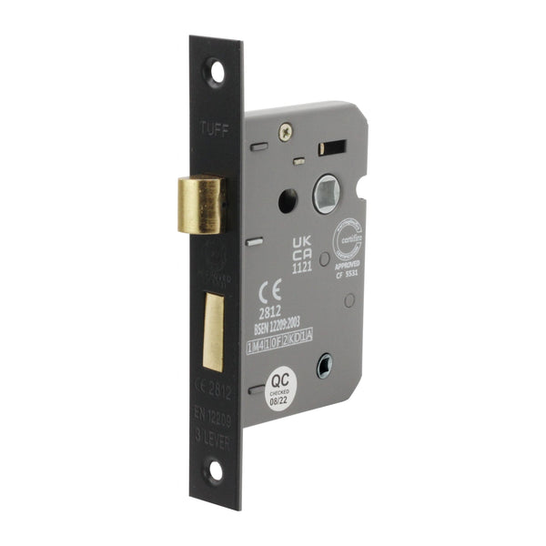 Spira Brass - 2.5" CE 3 Lever Bathroom Lock FD60 - Matt Black - LAL1422BLK - Choice Handles