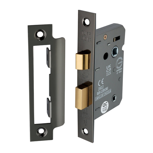 Spira Brass - 2.5" CE 3 Lever Bathroom Lock FD60 - Black Nickel - LAL1422BN - Choice Handles