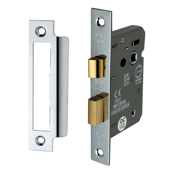 Spira Brass - 2.5" CE 3 Lever Bathroom Lock FD60 - Polished Chrome - LAL1422PC - Choice Handles