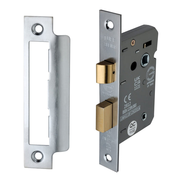 Spira Brass - 2.5" CE 3 Lever Bathroom Lock FD60 - Satin Chrome - LAL1422SC - Choice Handles