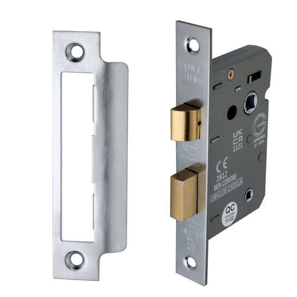 Spira Brass - 2.5" CE 3 Lever Bathroom Lock FD60 - Satin Chrome - LAL1422SC - Choice Handles