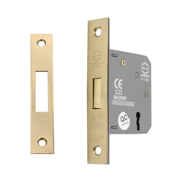 Spira Brass - 3" CE 3 Lever Dead Lock  - Electro Brass - LAL1435EB - Choice Handles