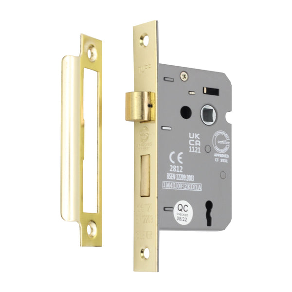 Spira Brass - 2.5" CE 3 Lever Mortice Sash Lock FD60 - Electro Brass - LAL1450EB - Choice Handles
