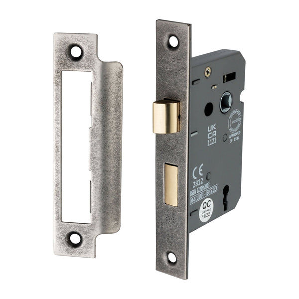 Spira Brass - 2.5" CE 3 Lever Mortice Sash Lock FD60 - Pewter - LAL1450PEW - Choice Handles