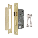 Spira Brass - 3" CE 3 Lever Mortice Sash Lock FD60  - Satin Brass - LAL1451SB - Choice Handles