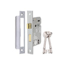 Spira Brass - 3" CE 3 Lever Mortice Sash Lock FD60  - Satin Chrome - LAL1451SC - Choice Handles