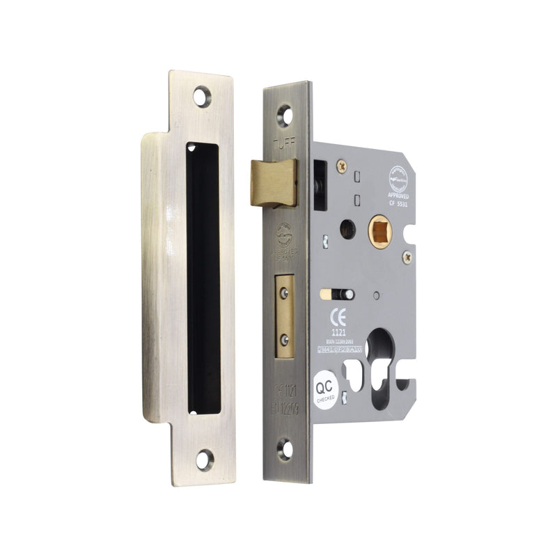 Spira Brass - 3" CE Euro Profile Mortice Sash Lock  - Antique Brass - LAL5010ANT - Choice Handles