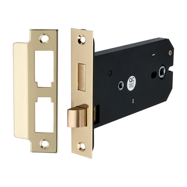Spira Brass - 3 Lever Horizontal Bathroom Lock 6"  - Electro Brass - LAL5240EB - Choice Handles