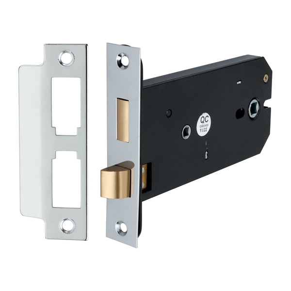 Spira Brass - 3 Lever Horizontal Bathroom Lock 6"  - Polished Chrome - LAL5240PC - Choice Handles