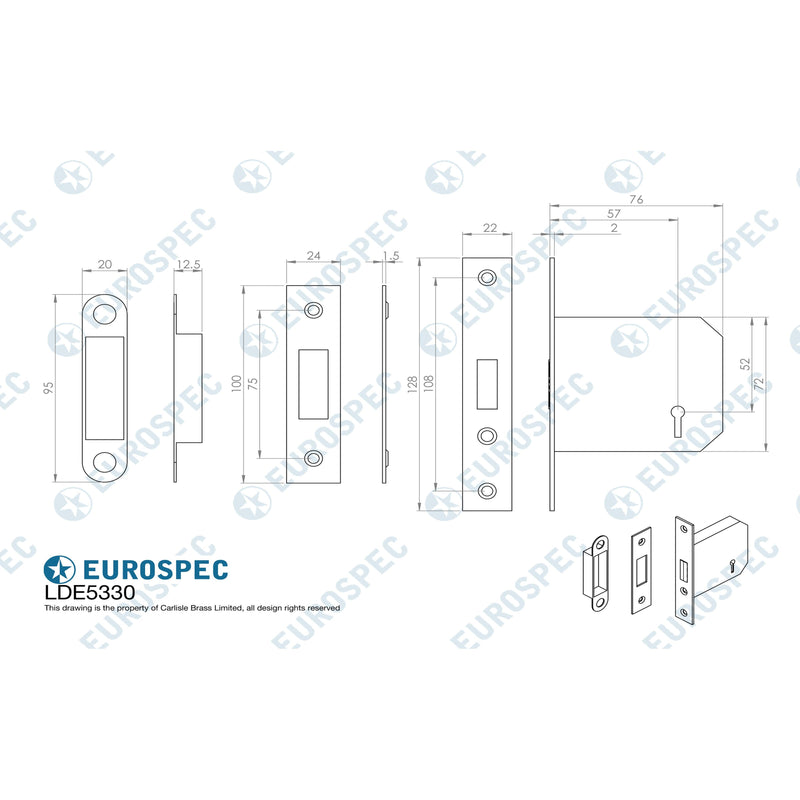 Eurospec - 3 Lever Deadlock 76mm - Satin Nickel - LDE5330SN - Choice Handles