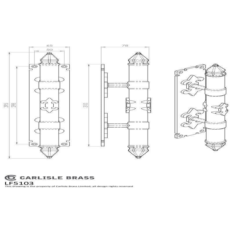 Carlisle Brass - Armorial Pull Handle On Backplate 310 x 65 mm - Black Antique - LF5103 - Choice Handles