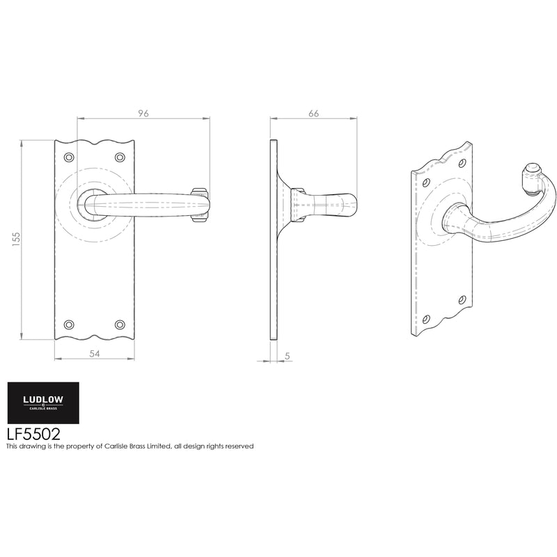 Carlisle Brass - Traditional Lever on Lock Backplate - Black Antique - LF5501 - Choice Handles
