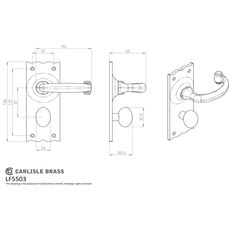 Carlisle Brass - Traditional Lever on WC Backplate - Black Antique - LF5503 - Choice Handles