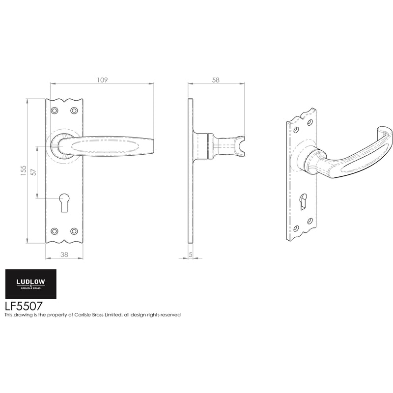 Carlisle Brass - Slimline V Lever on Lock Backplate - Black Antique - LF5507 - Choice Handles