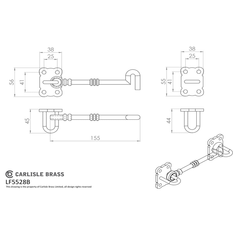 Carlisle Brass - Cabin Hook 152mm - Black Antique - LF5528B - Choice Handles