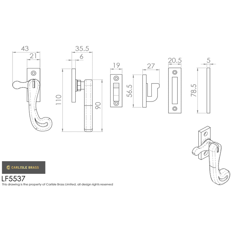 Carlisle Brass - Casement Fastener - Black Antique - LF5537 - Choice Handles