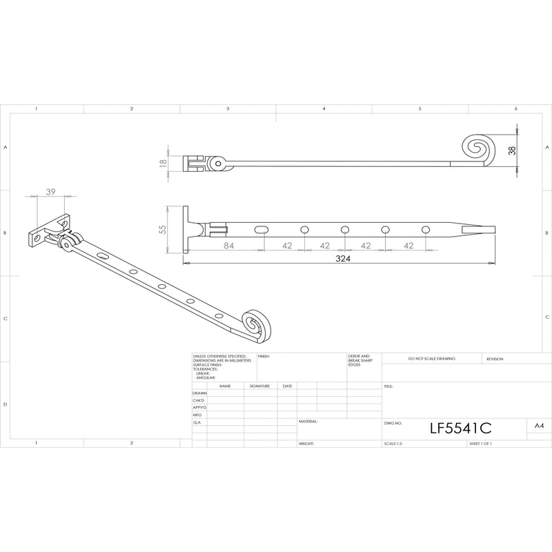 Carlisle Brass - Curly Tail Casement Stay 305mm - Black Antique - LF5541C - Choice Handles