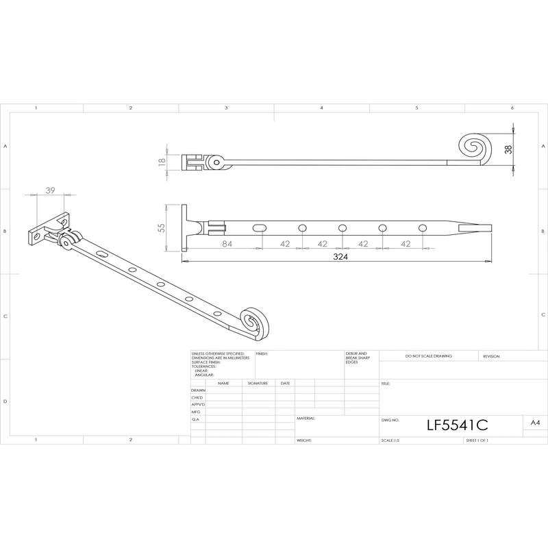 Carlisle Brass - Curly Tail Casement Stay 305mm - Black Antique - LF5541C - Choice Handles