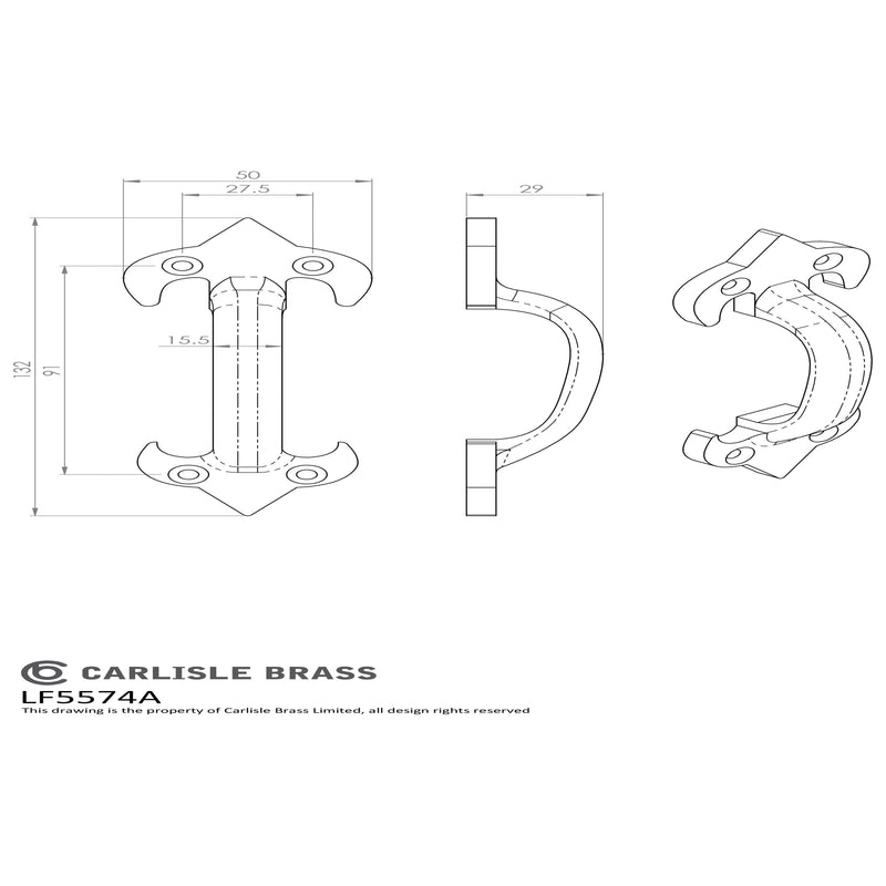 Carlisle Brass - Pull Handle 238mm - Black Antique - LF5574A - Choice Handles