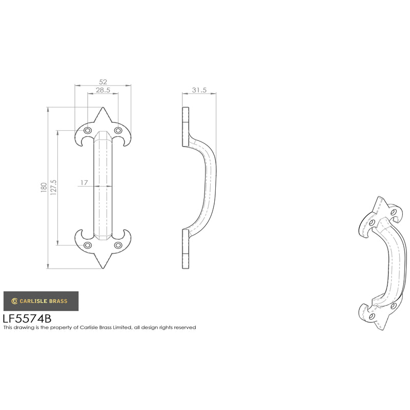 Carlisle Brass - Pull Handle 180mm - Black Antique - LF5574B - Choice Handles