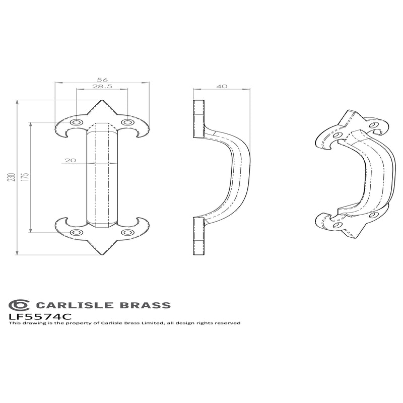 Carlisle Brass - Pull Handle 235 mm - Black Antique - LF5574C - Choice Handles
