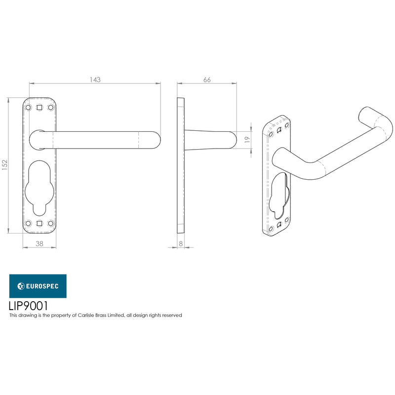 Eurospec - Safety Lever on a Inner Backplate - Satin Anodised Aluminium - LIP9001SAA