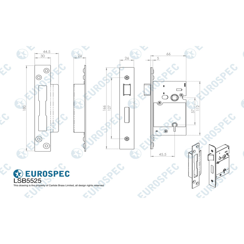 Eurospec - Easi T 5 Lever BS Sashlock 64mm - Satin Stainless Steel - LSB5525SSS - Choice Handles