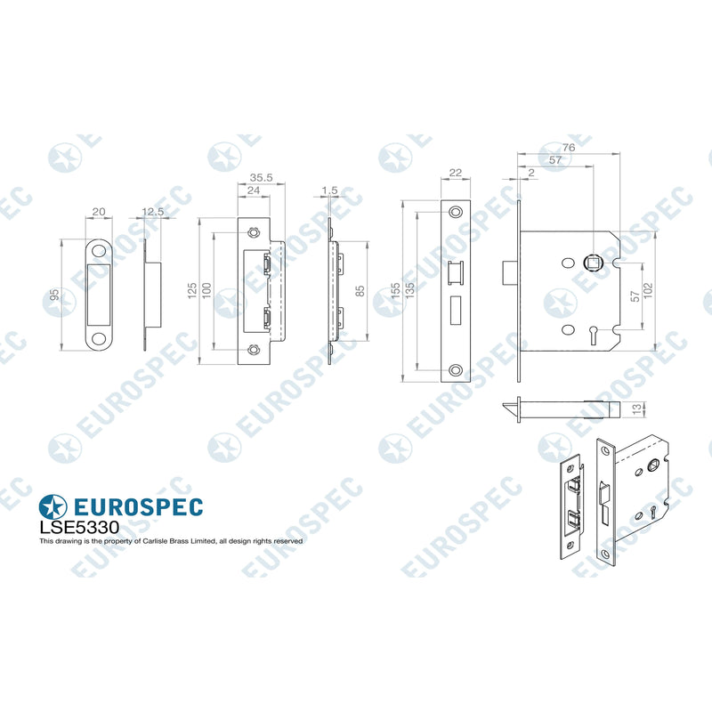 Eurospec - Contract 3 Lever Sashlock 76mm - Nickel Plate - LSE5330NP - Choice Handles