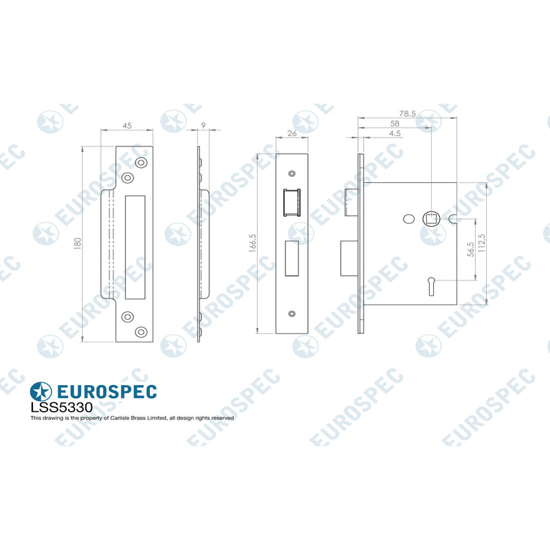 Eurospec - 3 Lever Sashlock 76mm - Satin Stainless Steel - LSS5330SSS - Choice Handles