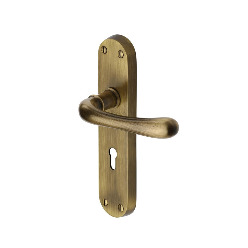 Heritage Brass Door Handle Lever Lock Luna Design Antique finish - LUN5300-AT - Choice Handles