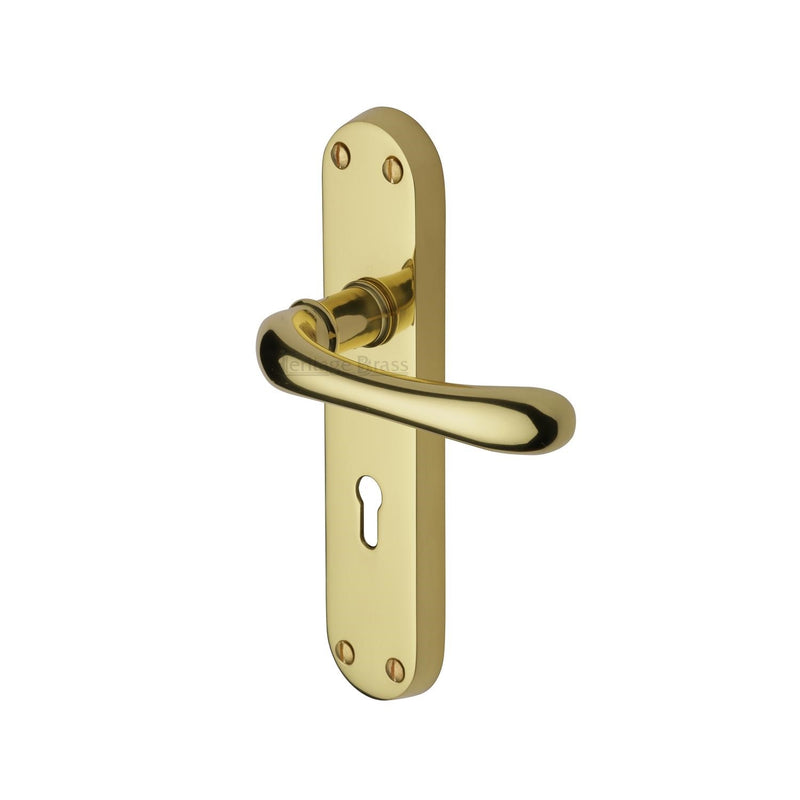 Heritage Brass Door Handle Lever Lock Luna Design Polished Brass finish - LUN5300-PB - Choice Handles