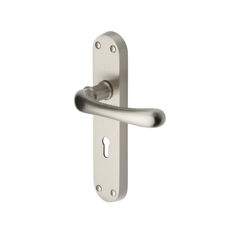 Heritage Brass Door Handle Lever Lock Luna Design Satin Nickel finish - LUN5300-SN - Choice Handles