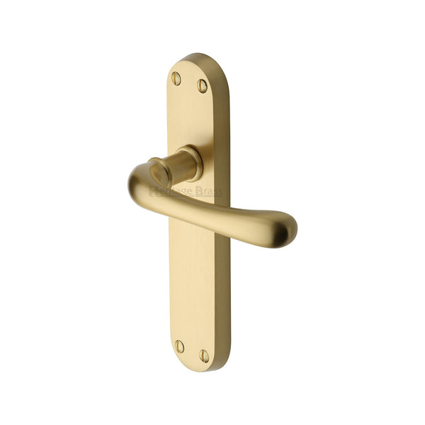 Heritage Brass Door Handle Lever Latch Luna Design Satin Brass finish - LUN5310-SB - Choice Handles