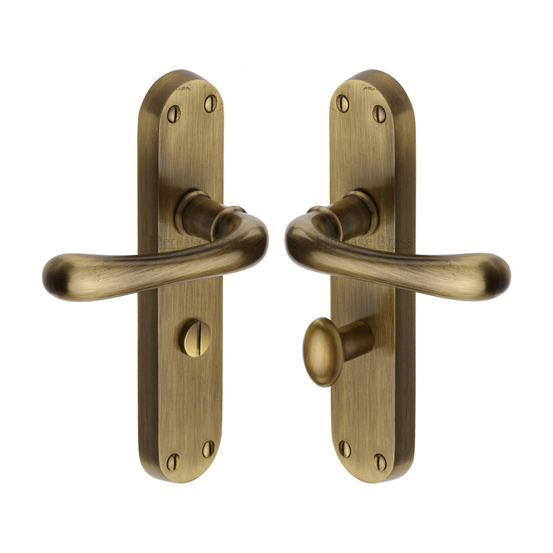 Heritage Brass Door Handle for Bathroom Luna Design Antique finish - LUN5330-AT - Choice Handles