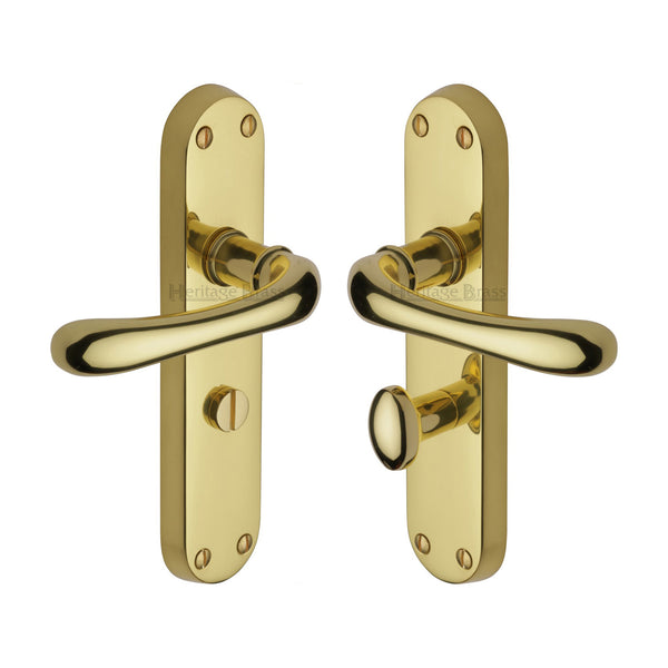 Heritage Brass Door Handle for Bathroom Luna Design Polished Brass finish - LUN5330-PB - Choice Handles