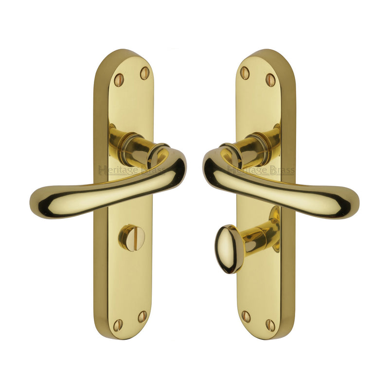 Heritage Brass Door Handle for Bathroom Luna Design Polished Brass finish - LUN5330-PB - Choice Handles