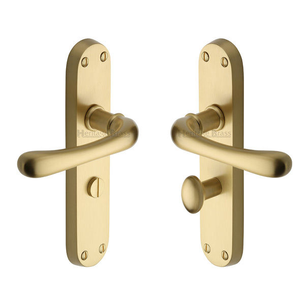 Heritage Brass Door Handle for Bathroom Luna Design Satin Brass finish - LUN5330-SB - Choice Handles