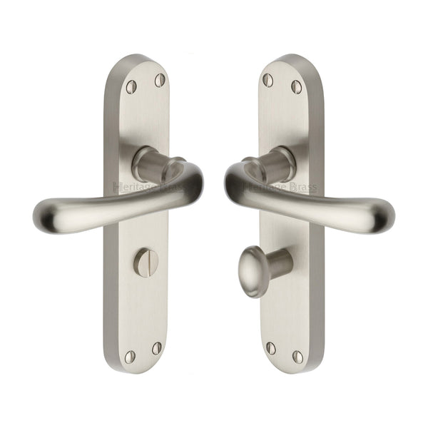 Heritage Brass Door Handle for Bathroom Luna Design Satin Nickel finish - LUN5330-SN - Choice Handles